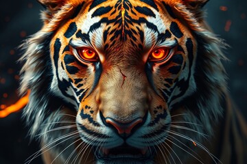 Obraz premium Molten Lava Tiger | Surreal Fire Core Impossible Animal Creature