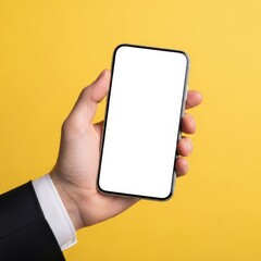 Hand holding smartphone with blank screen 4.