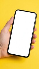 Hand Holding Smartphone with Blank Screen 6.