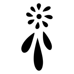 Hand drawn floral flower pattern element vintage Italian Greek or Mediterranean style vacation vector illustration in black color