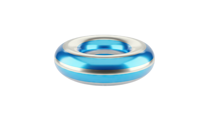 Blue and silver torus-shaped object