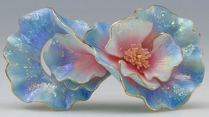 blue and pink flower