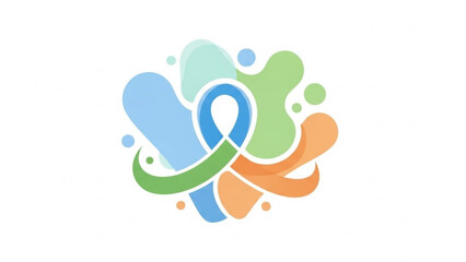 Obraz premium Colorful abstract ribbon symbol representing awareness and support fluid shapes and connected elements for health campaigns and charity events isolated on white