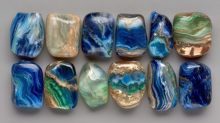 colorful gemstones on a white