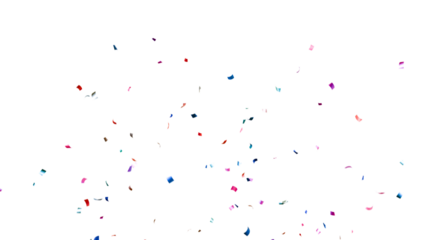 Colorful Confetti against a White Background Tranparent BG Confeti. Confetti partical isolated background. 3d Rendering Transparent Confetti.	