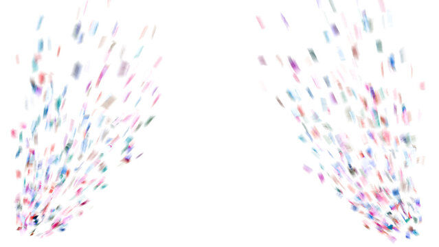 Colorful Confetti against a White Background Tranparent BG Confeti. Confetti partical isolated background. 3d Rendering Transparent Confetti.	