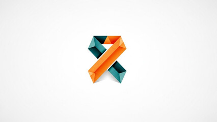 Orange and teal ribbon symbol folded paper origami style representing awareness and support isolated on white background