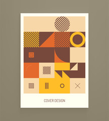 Abstract geometrical pattern. Mosaic. Art composition. Cover design template. Vector illustration for brochure, planner, diary, notebook or notepad.