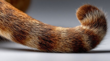 Close-up of a cat's tail swishing playfully as a cue for pause and reflection in a bright and colorful environment