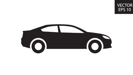 Fototapeta premium A sleek modern sports car depicted in a stark solid black form against a white background silhouette high quality professional detailed elegant stylish