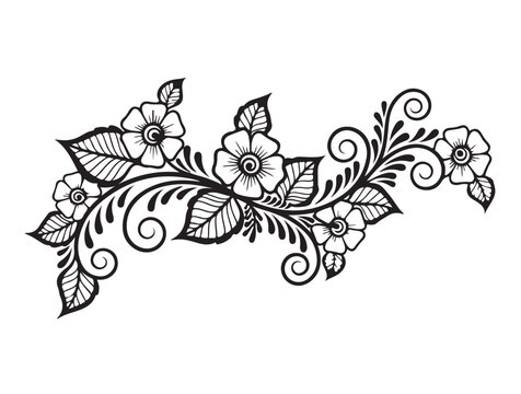 Henna design art image in silhouette.