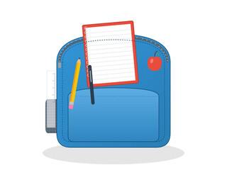 Backpack with school supplies ready for class in a bright digital illustration