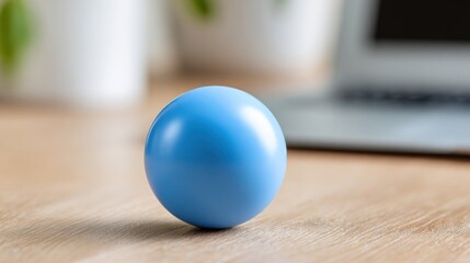 A bright blue egg resting on a table as a unique decorative item adding a playful touch to the desk environment