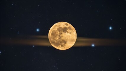 Moon shining over the night sky above the ocean
