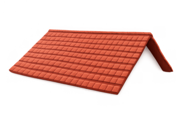 Red house roof with orange tiles on gable, providing shelter, construction, and property insulation on transparent background