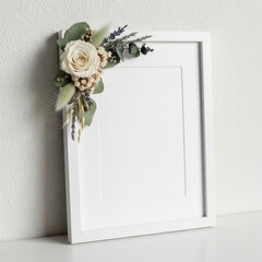 White Frame with Floral Decoration.