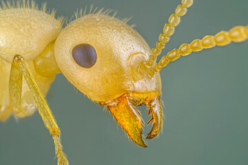 Detailed Macro View of an Ant's Head and Mandibles