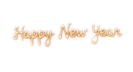 Golden sparkler text happy new year on png isolated transparent background black background lettering