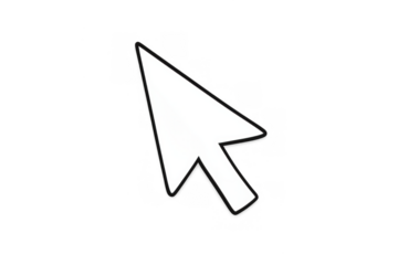 Mouse cursor pointing, navigating digital interface, selecting options, interacting with computer software, transparent background