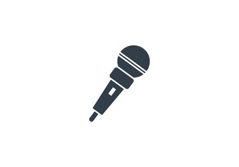 Vector Ilustration Minimalist dark grey handheld microphone icon with a spherical grille and a small switch on the handle.