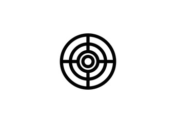Vector Ilustration Minimalist black target symbol with concentric circles and a central bullseye.