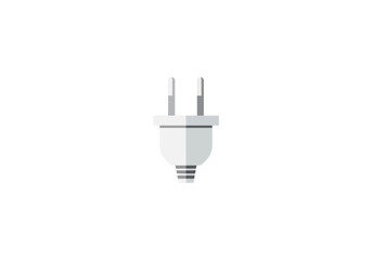 Vector Ilustration Minimalist flat design illustration of a grey two-prong electrical plug with a long shadow.