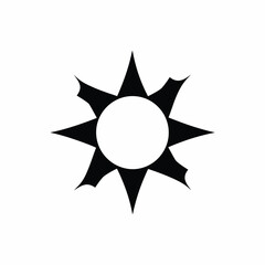 Stylized sun with sharp rays isolated on white background, Vector, illustration