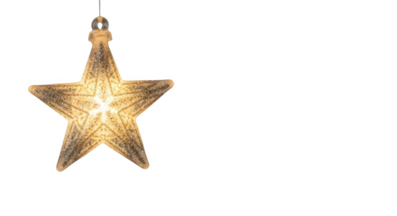 Illuminated Glitter Star Ornament Hanging Against png isolated transparent background Black Background
