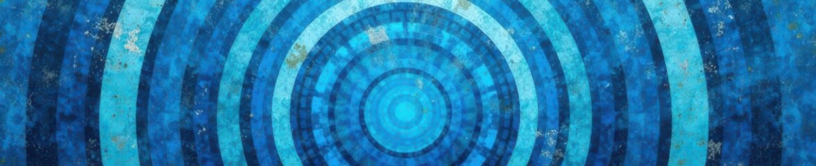 Distressed blue grunge background, concentric white & blue rings , paper, blue, geometric