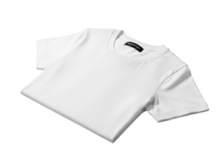 Png isolated transparent background White short sleeve t-shirt with black made in Italy tag on black background
