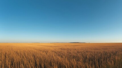 Sunlit Golden Wheat Field with Bright Blue Sky