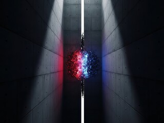 Cracking core emits vibrant particles disrupting surrounding environment