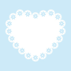 Naklejka premium Simple white flower lace frame, heart tag, label
