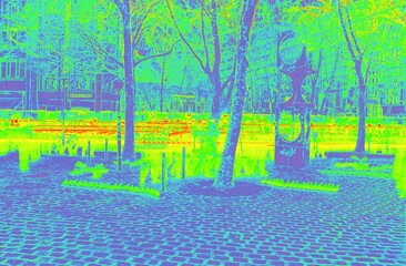 Infrared thermal city park motion map data visualization