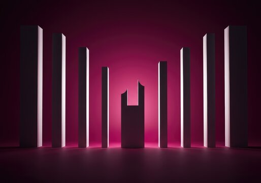 Architectural composition showing a sequence of repeating vertical design elements interrupted by a smooth, empty surface ,parallel ,structure ,geometric