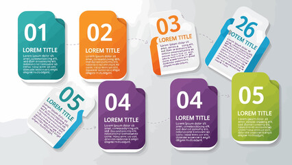 Infographic Design Elements with Numbered Steps and Text Boxes for Presentations.