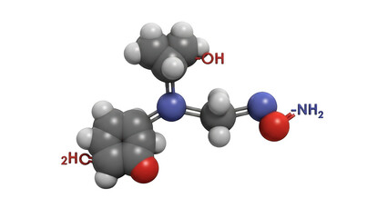 3 D molecular model of a chemical compound with hydroxyl and amino groups png isolated transparent background