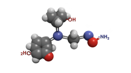 3 D molecular model of a chemical compound with hydroxyl and amino groups png isolated transparent background