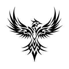 Tribal phoenix bird tattoo design with sharp wings spread