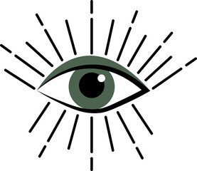 Abstract green eye with radiant eyelashes