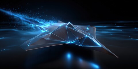 Futuristic Stealth Jet with Blue Digital Energy Trails