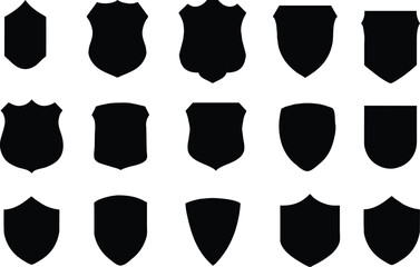 Minimalist Black Shield Silhouette Set  Decorative Crest and Emblem Templates