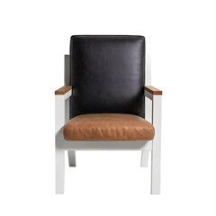 Modern black and brown leather chair with white frame