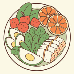 A colorful plate showcasing a balanced and nutritious meal arrangement