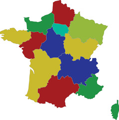 Obraz premium France Map with colorful regions and different colors
