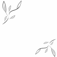 Minimal Floral Line Art Frame with Leaves