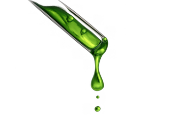 Green liquid dropping from a pipette, illustrating science, chemistry, laboratory research, and medical testing