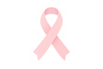 Pink ribbon representing breast cancer awareness month with symbol of hope, support, and charity on transparent background