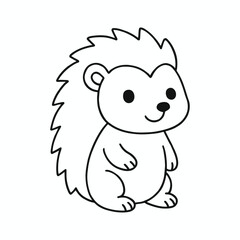 Cute Cartoon Hedgehog Line Art Illustration