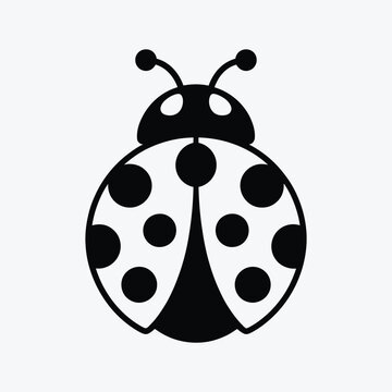 Cute Ladybug Icon Black and White Vector Illustration